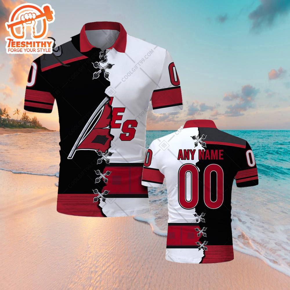 Customized NHL Carolina Hurricanes Mix Jersey Style Polo Shirt