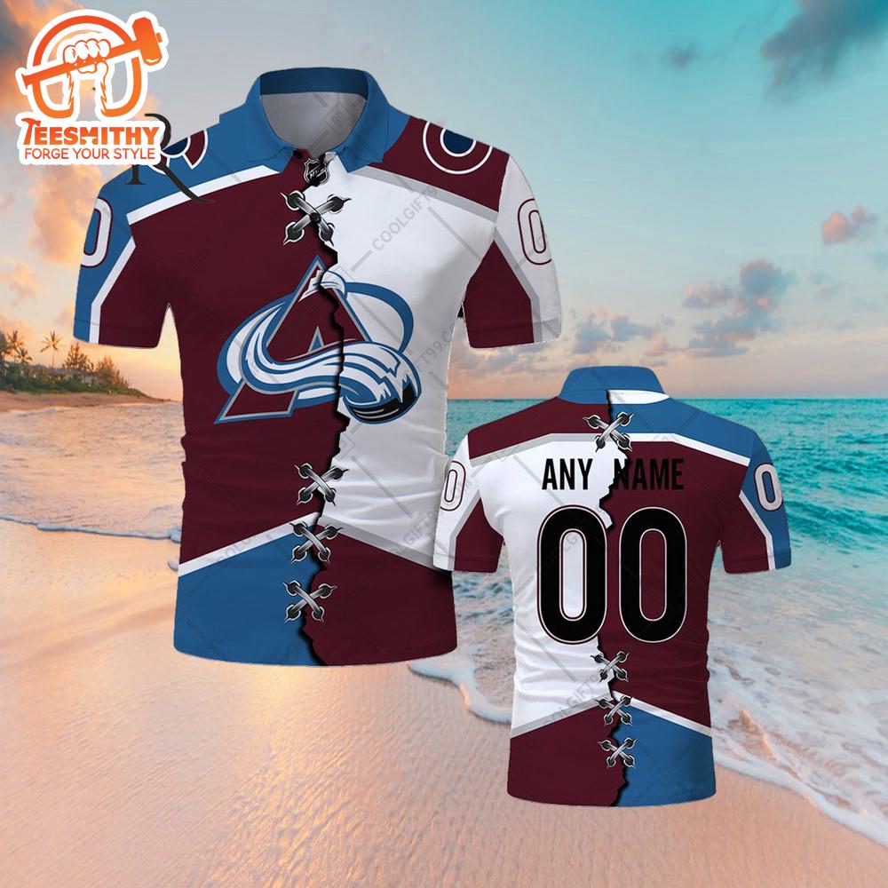 Customized NHL Colorado Avalanche Mix Jersey Style Polo Shirt