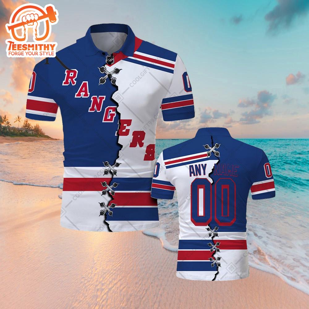 Customized NHL New York Rangers Mix Jersey Style Polo Shirt