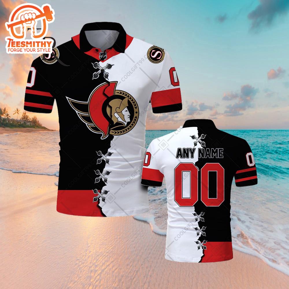 Customized NHL Ottawa Senators Mix Jersey Style Polo Shirt