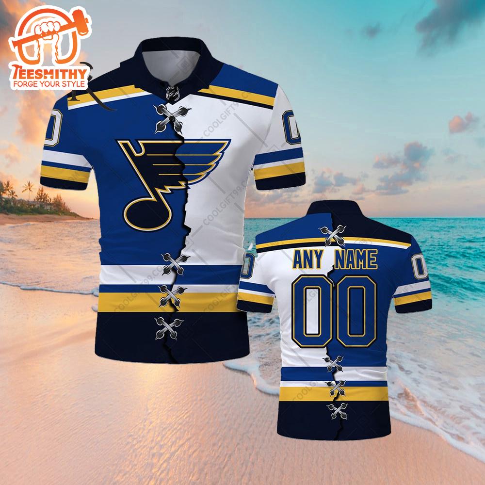 Customized NHL St. Louis Blues Mix Jersey Style Polo Shirt