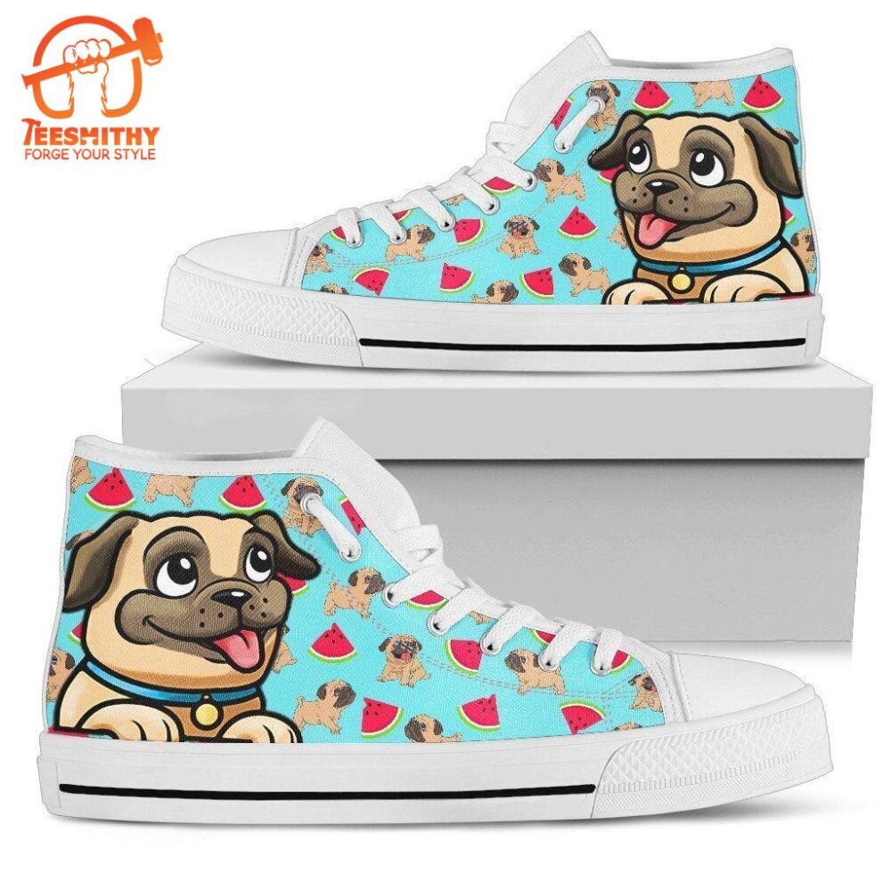 Cute Pug Shoes High Top For Women Love Pug