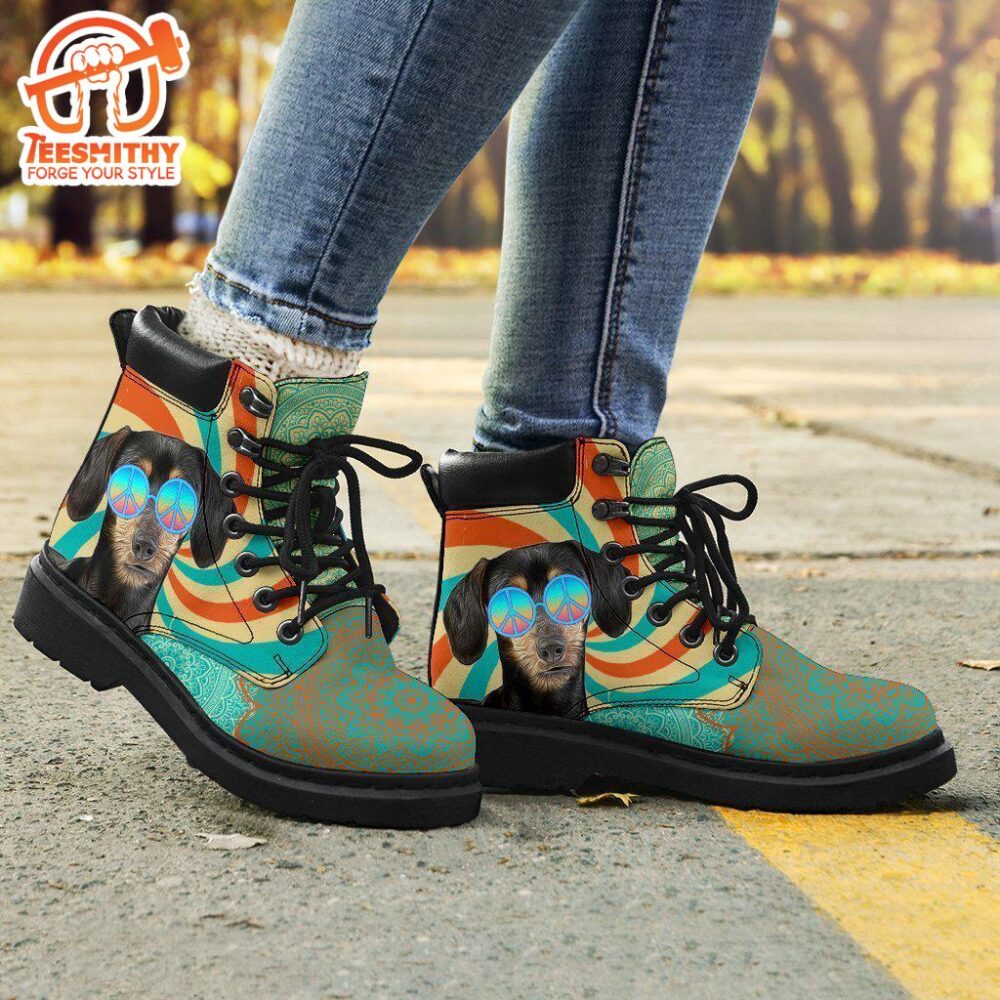 Dachshund Dog Boots Shoes Hippie Style Funny