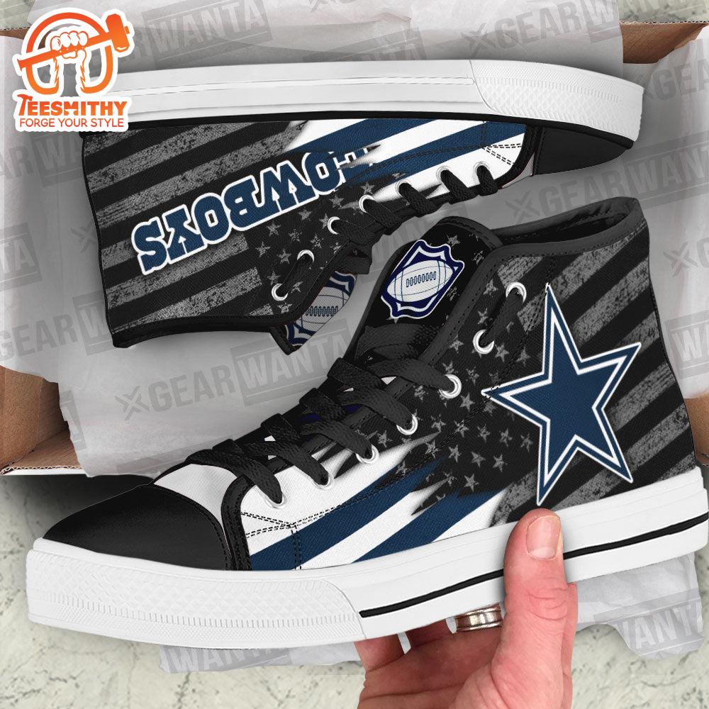 Dallas Cowboys High Top Shoes Custom American Flag Sneakers