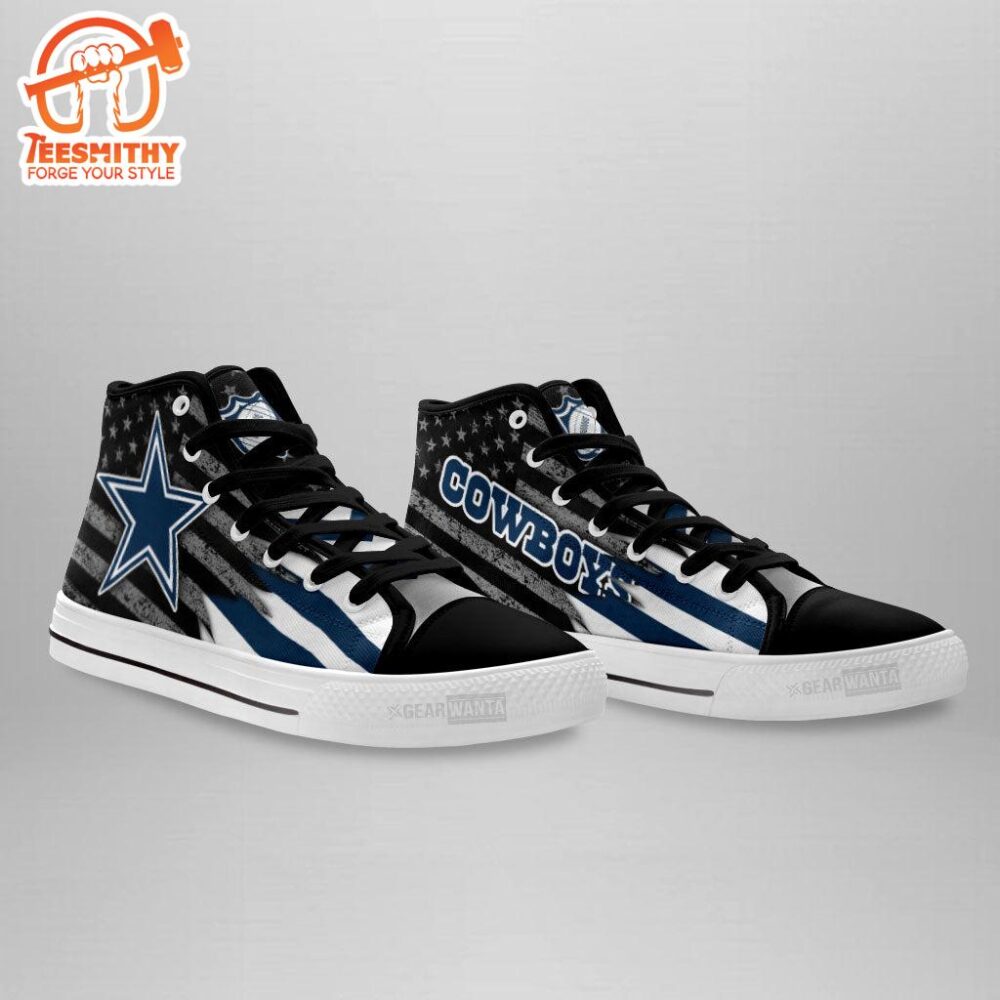 Dallas Cowboys High Top Shoes Custom American Flag Sneakers