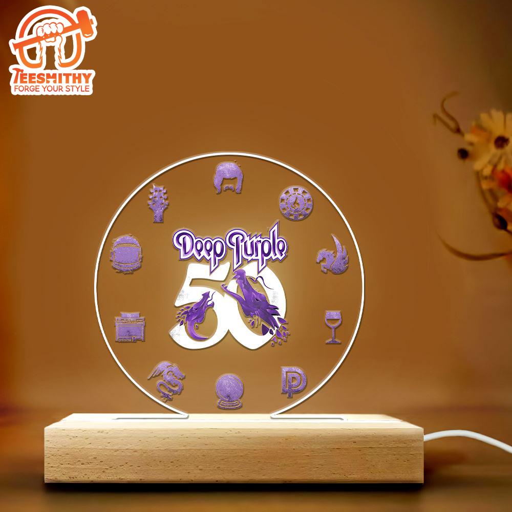 Deep Purple Led Light With Wooden Base Gift Christmas