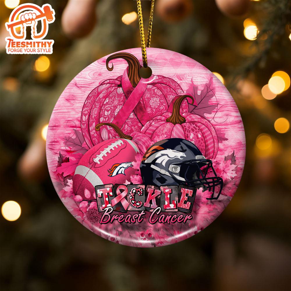 Denver Broncos  Breast Cancer And Sport Team Ceramic Ornament  – Breast Cancer Ornament