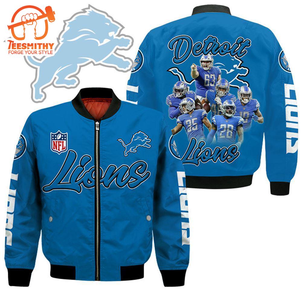 Detroit Lions Players Nfl Bomber Jacket  Gift For Fans