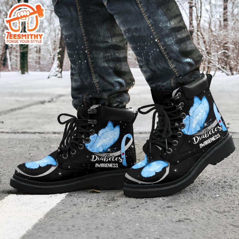 Diabetes Awareness Boots Ribbon Butterfly Shoes