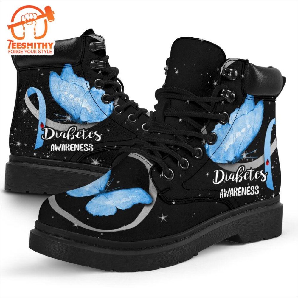 Diabetes Awareness Boots Ribbon Butterfly Shoes