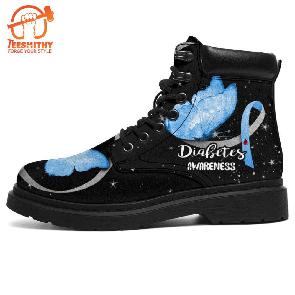 Diabetes Awareness Boots Ribbon Butterfly Shoes