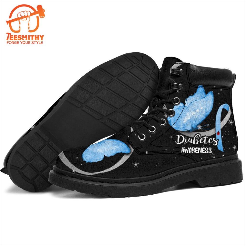 Diabetes Awareness Boots Ribbon Butterfly Shoes