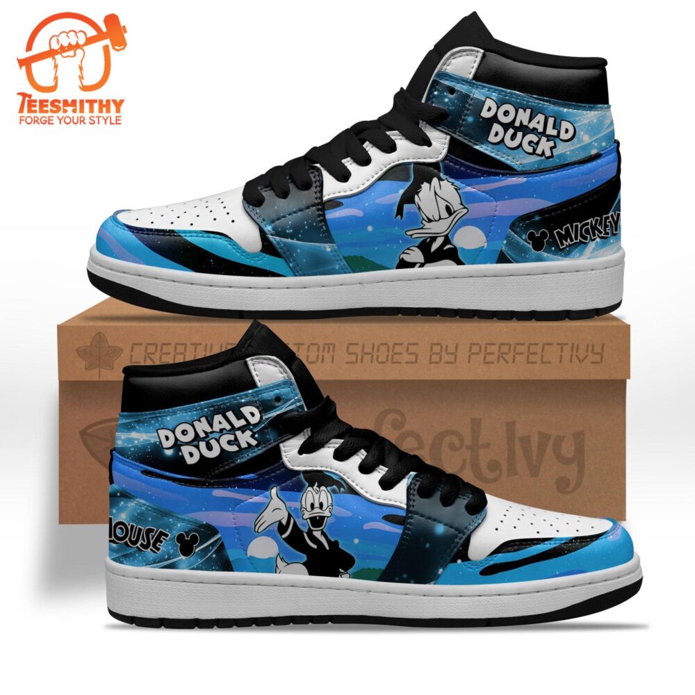 Donald Duck Silhouette Air Jordan 1 Shoes Custom For Fans Sneakers