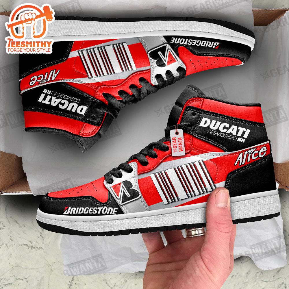 Ducati Desmosedici GP21 Moto Custom Air Jordan 1 Shoes Custom Sneakers For Fans