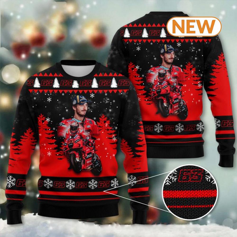 Ducati Lenovo Team x Francesco Bagnaia Ugly Christmas Sweater Shirt, Sweatshirt