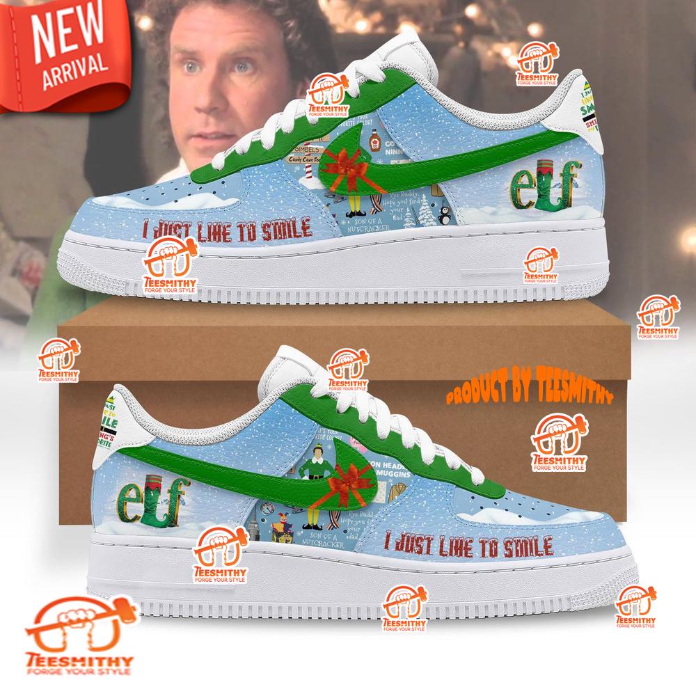 Elf I Just Like To Smile Christmas Limited Edition Air Force 1 Shoes