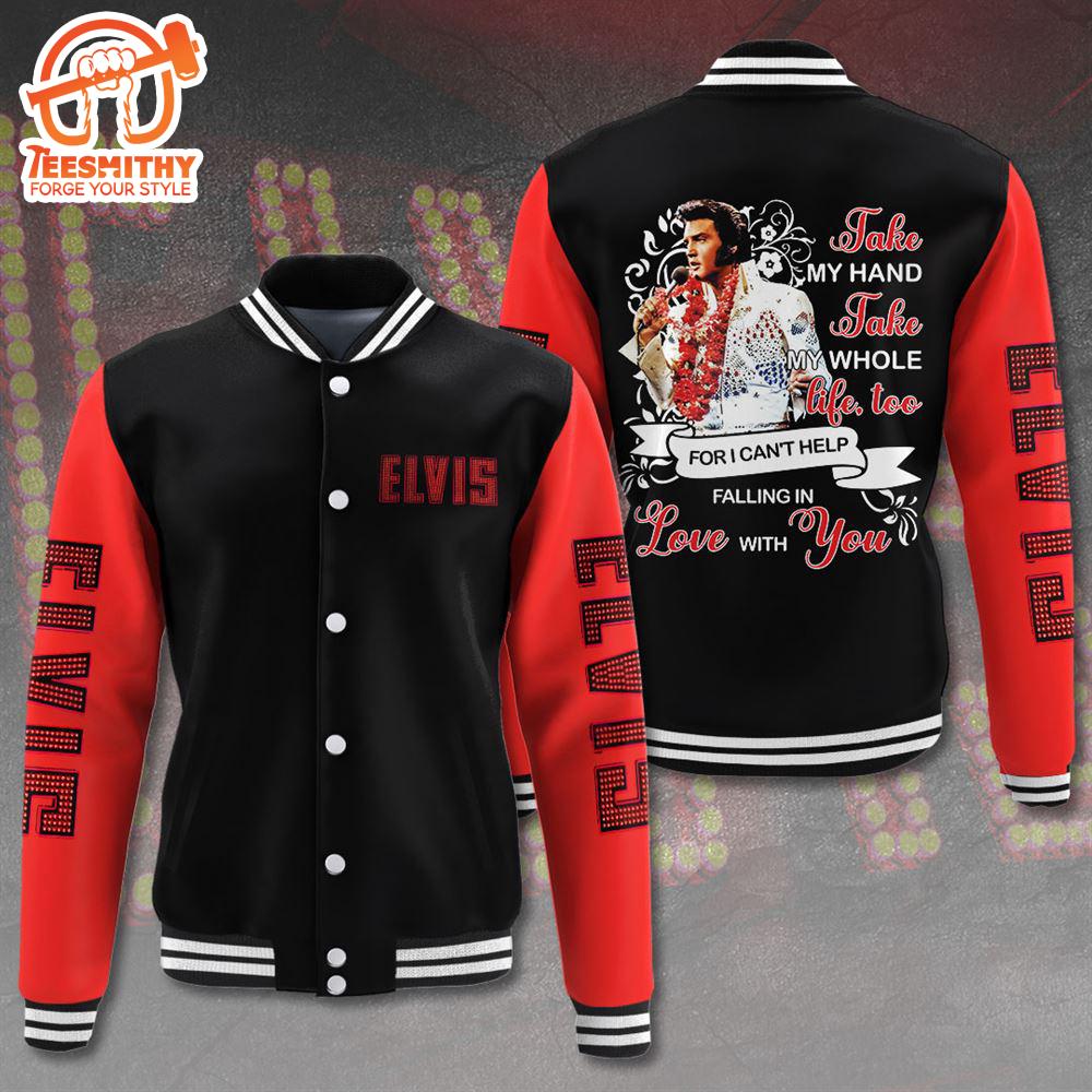 Elvis In Concert Red Black Baseball Jacket