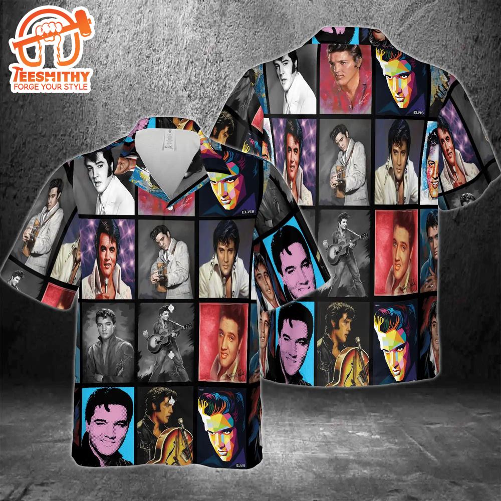 Elvis Moods Of A King Photo Collage Hawaiian Aloha Shirts