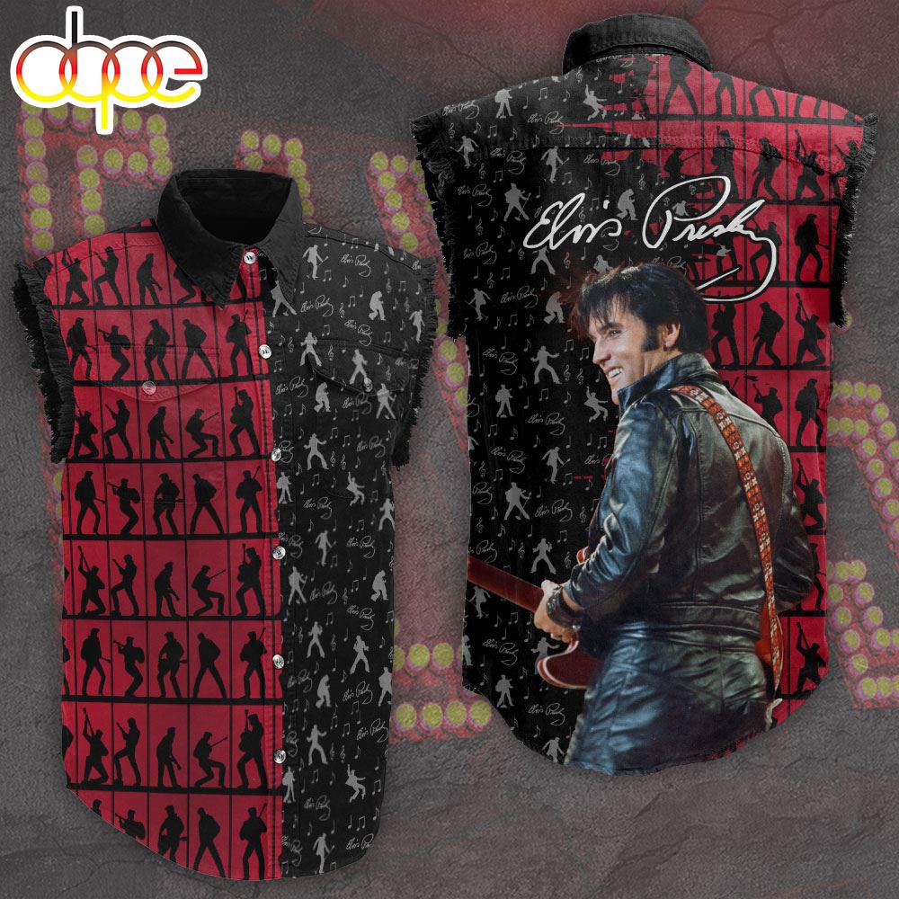 Elvis Presley 3D Sleeveless Denim Shirt For Men And Women