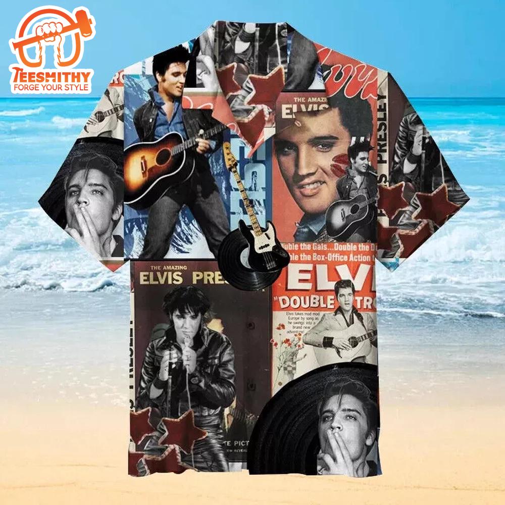 Elvis Presley Album Cover Collage Hawaiian Aloha Shirts