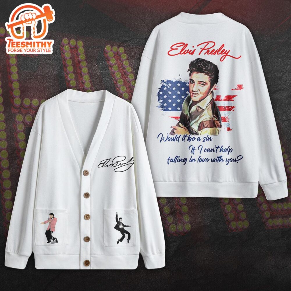 Elvis Presley American Flag, Elvis Presley White Cardigan