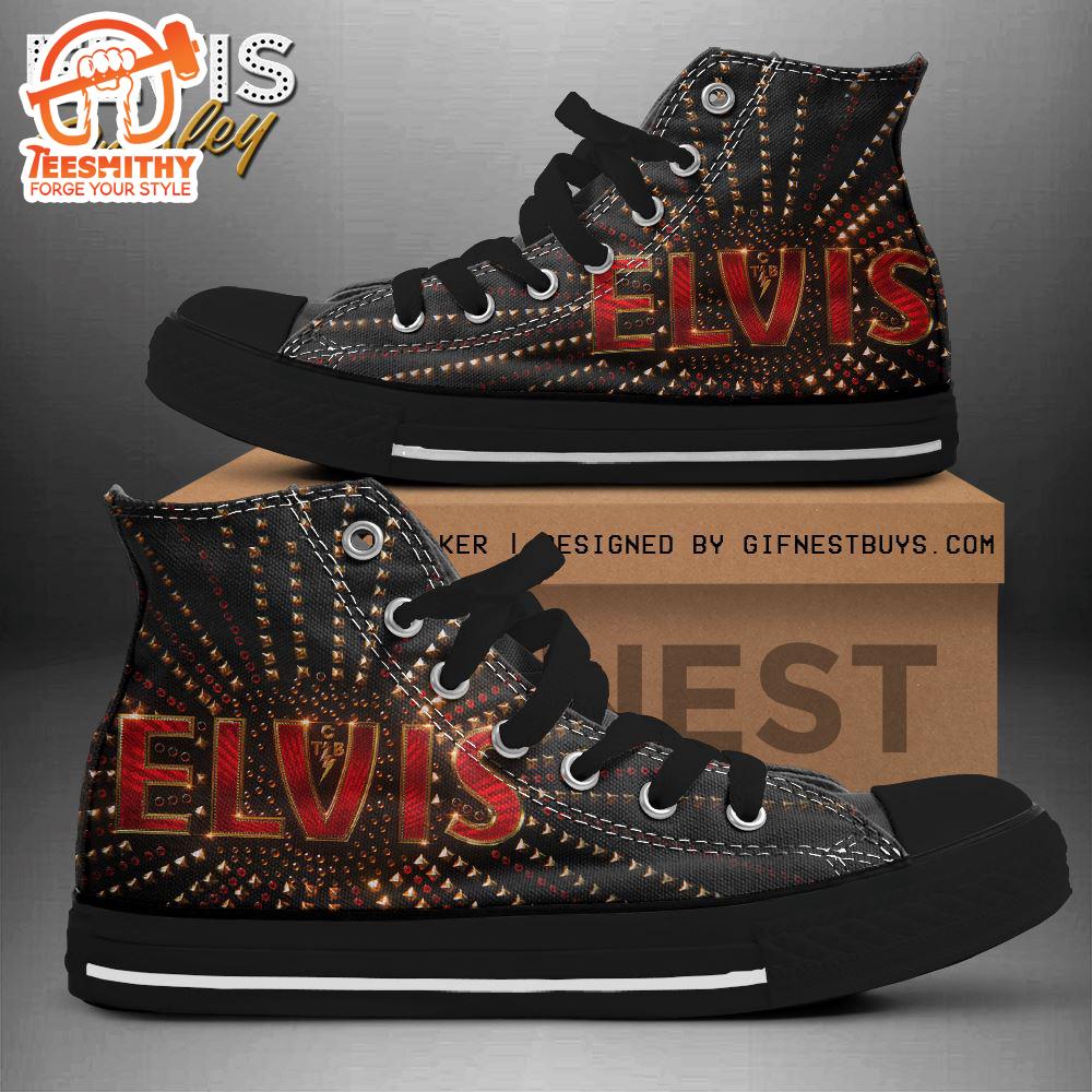 Elvis Presley Beaded Shoes, Elvis Presley High Top Canvas Shoes