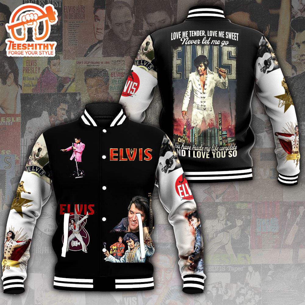 Elvis Presley Black And White Baseball Jacket