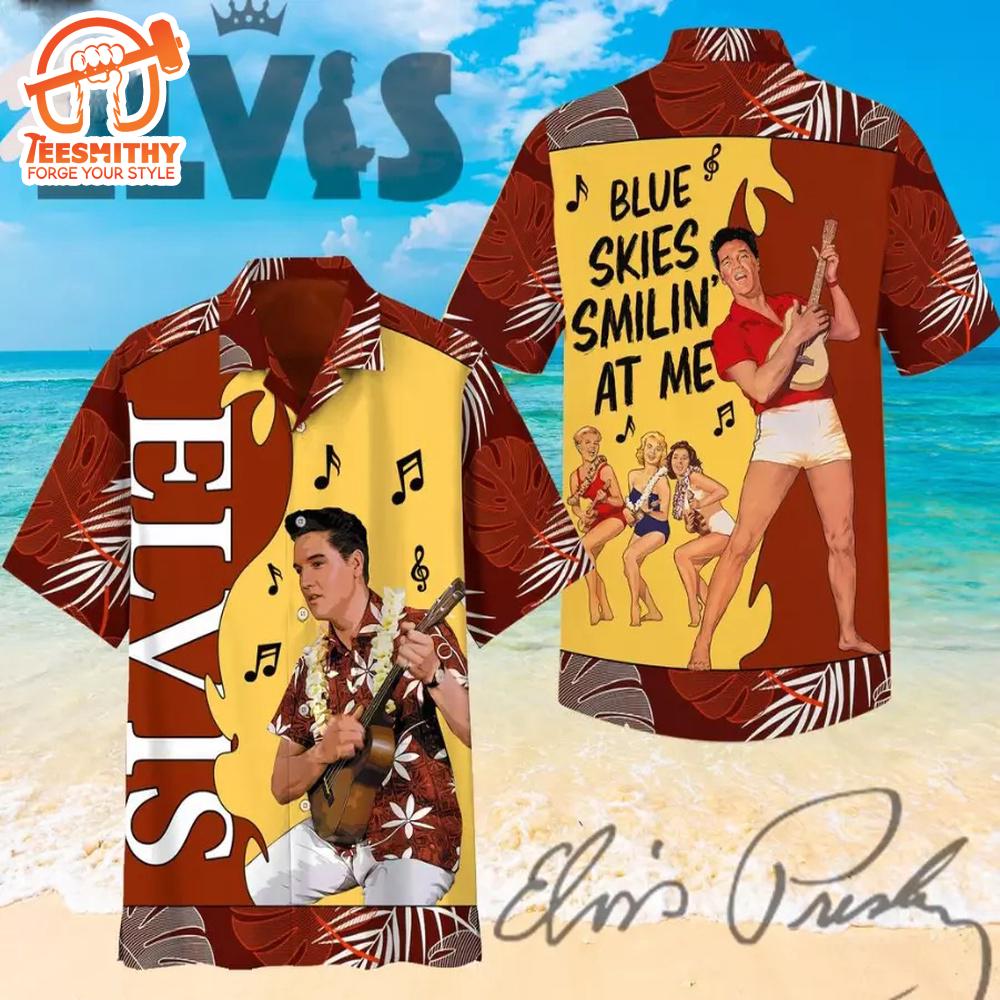 Elvis Presley Blue Skies Smilin At Me Hawaiian Aloha Shirts