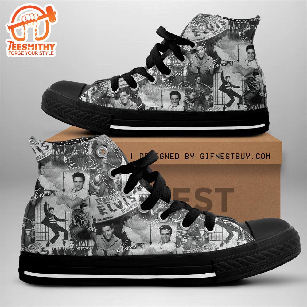 Elvis Presley Grey Shoes, Elvis Presley High Top Canvas Shoes