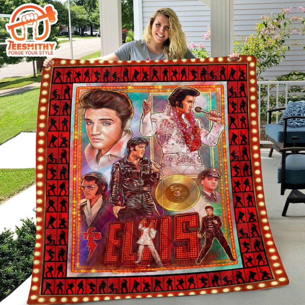 Elvis Presley Ill Have A Blue Christmas Without You Quilt Fleece Blanket