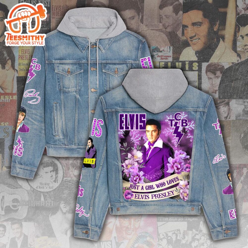 Elvis Presley Just A Gril Who Love Christmas Denim Hood Jacket For Fans