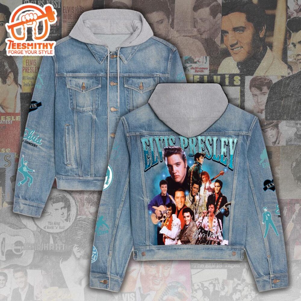 Elvis Presley King Gift Christmas Denim Hood Jacket For Fans