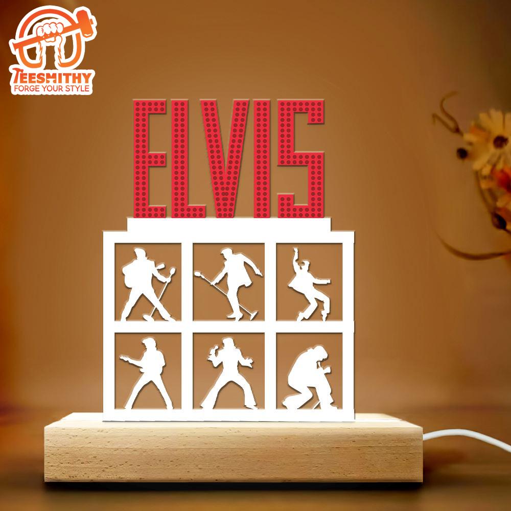 Elvis Presley Led Light With Wooden Base Gift Christmas