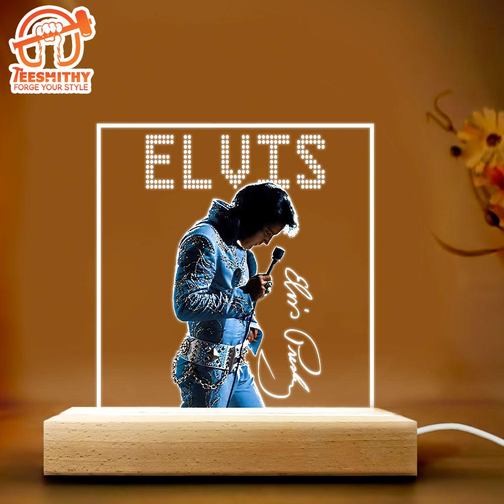 Elvis Presley Led Light With Wooden Base Gift Fans