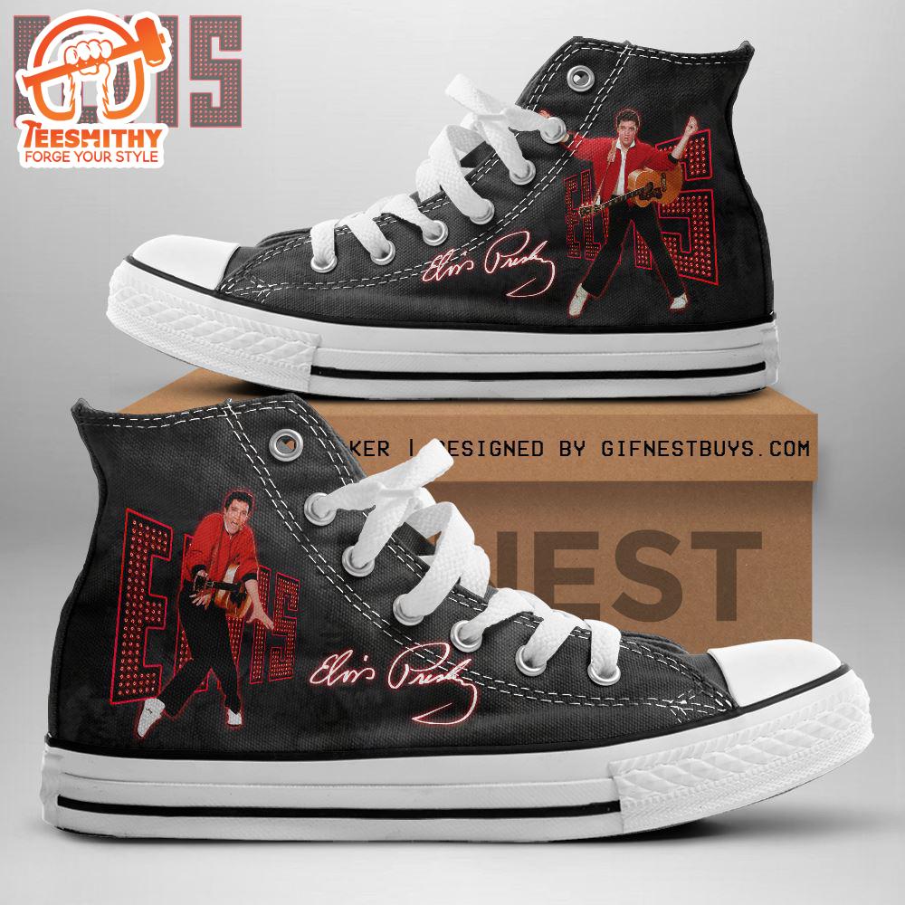 Elvis Presley Pose Shoes, Elvis Presley High Top Canvas Shoes