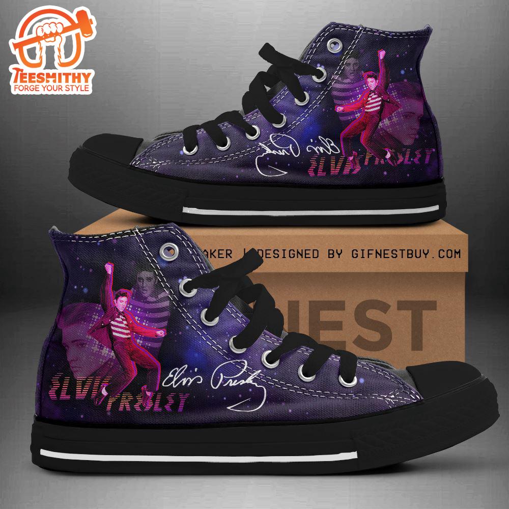 Elvis Presley Purple Shoes, Elvis Presley High Top Canvas Shoes