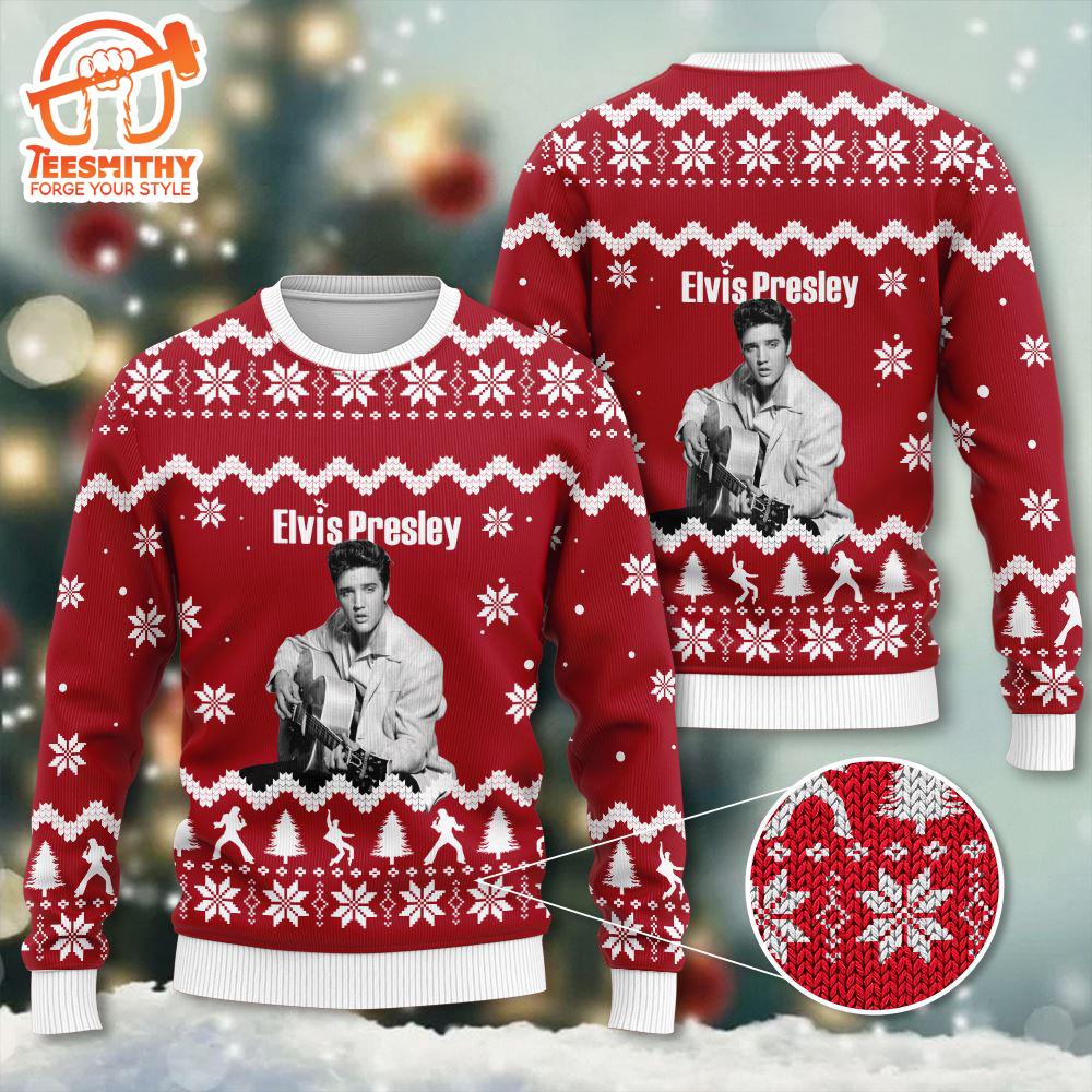 Elvis Presley RED 3D Ugly Sweater