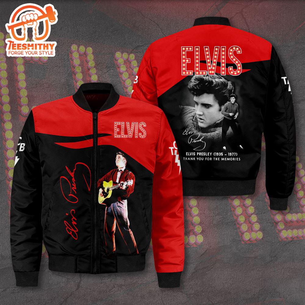 Elvis Presley Red And Black 3D Bomber Jacket