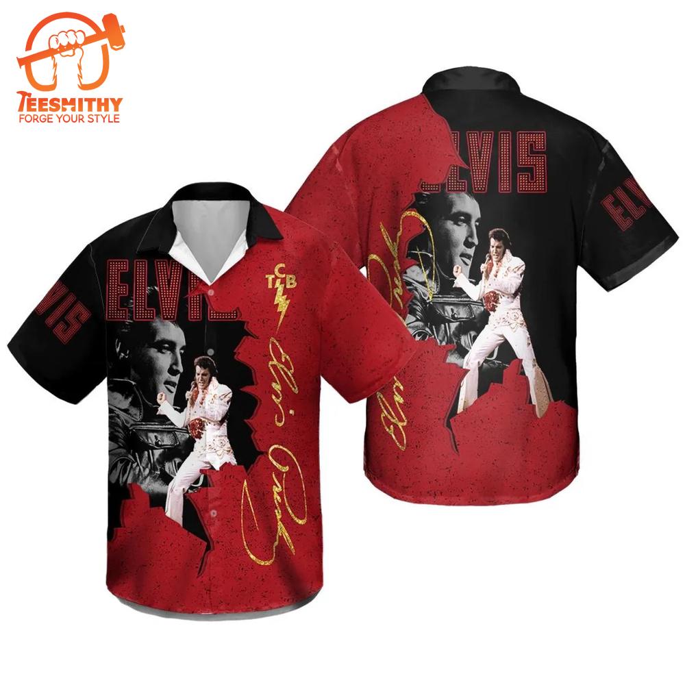 Elvis Presley Shows Red And Black Hawaiian Aloha Shirts