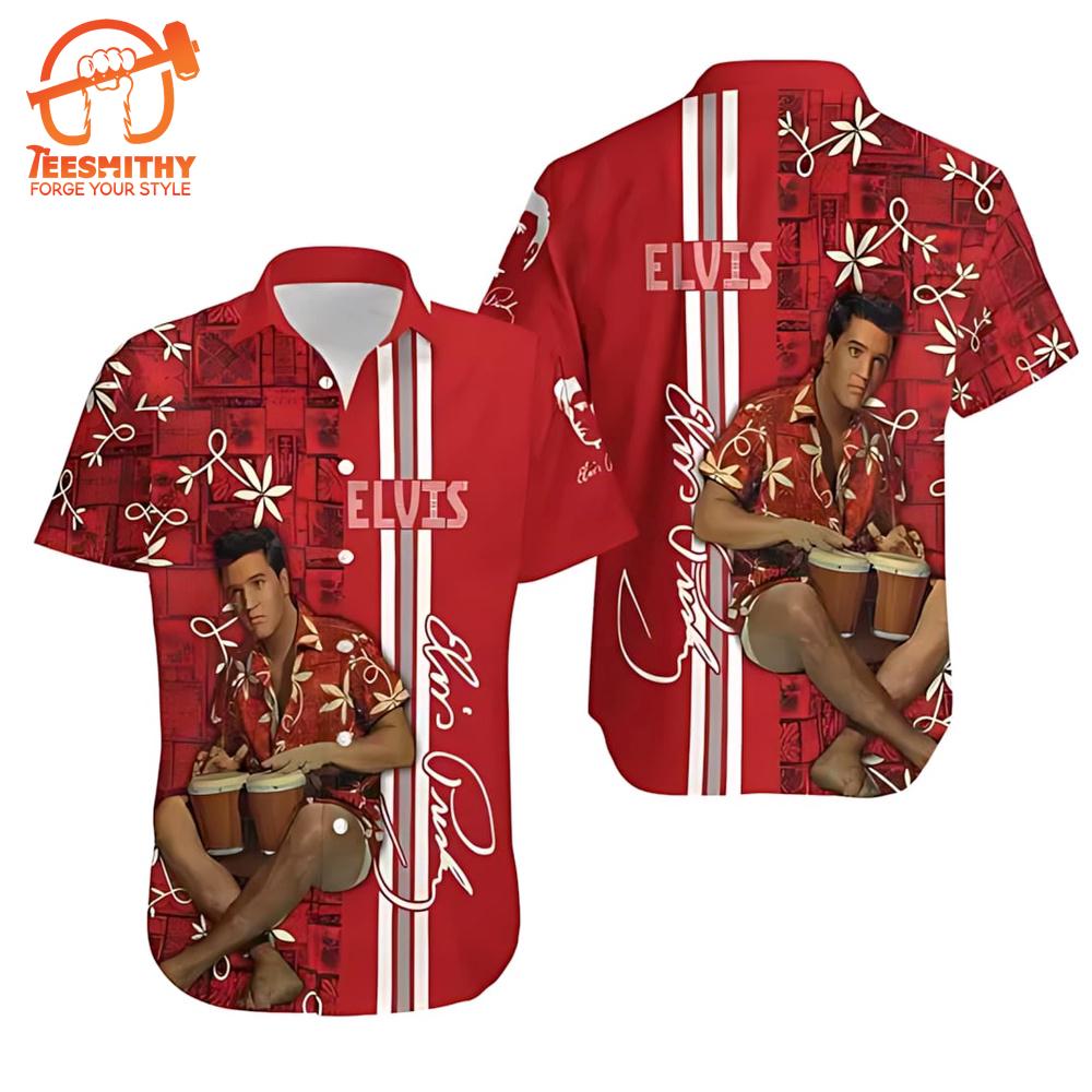 Elvis Presley Signature Red Hawaiian Aloha Shirts