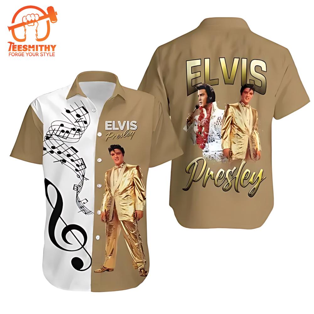 Elvis Presley Split-Color Hawaiian Aloha Shirts With Musical Notes