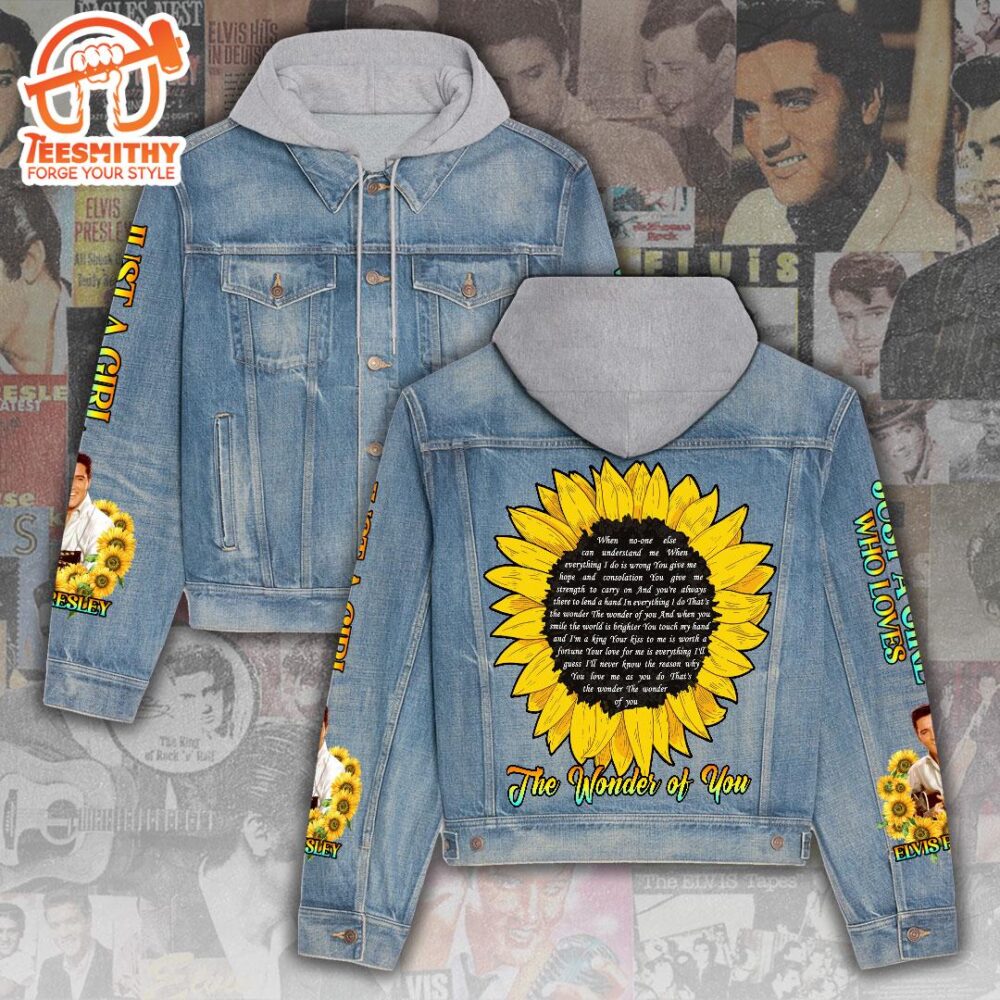 Elvis Presley Sun Flower Christmas Denim Hood Jacket For Fans