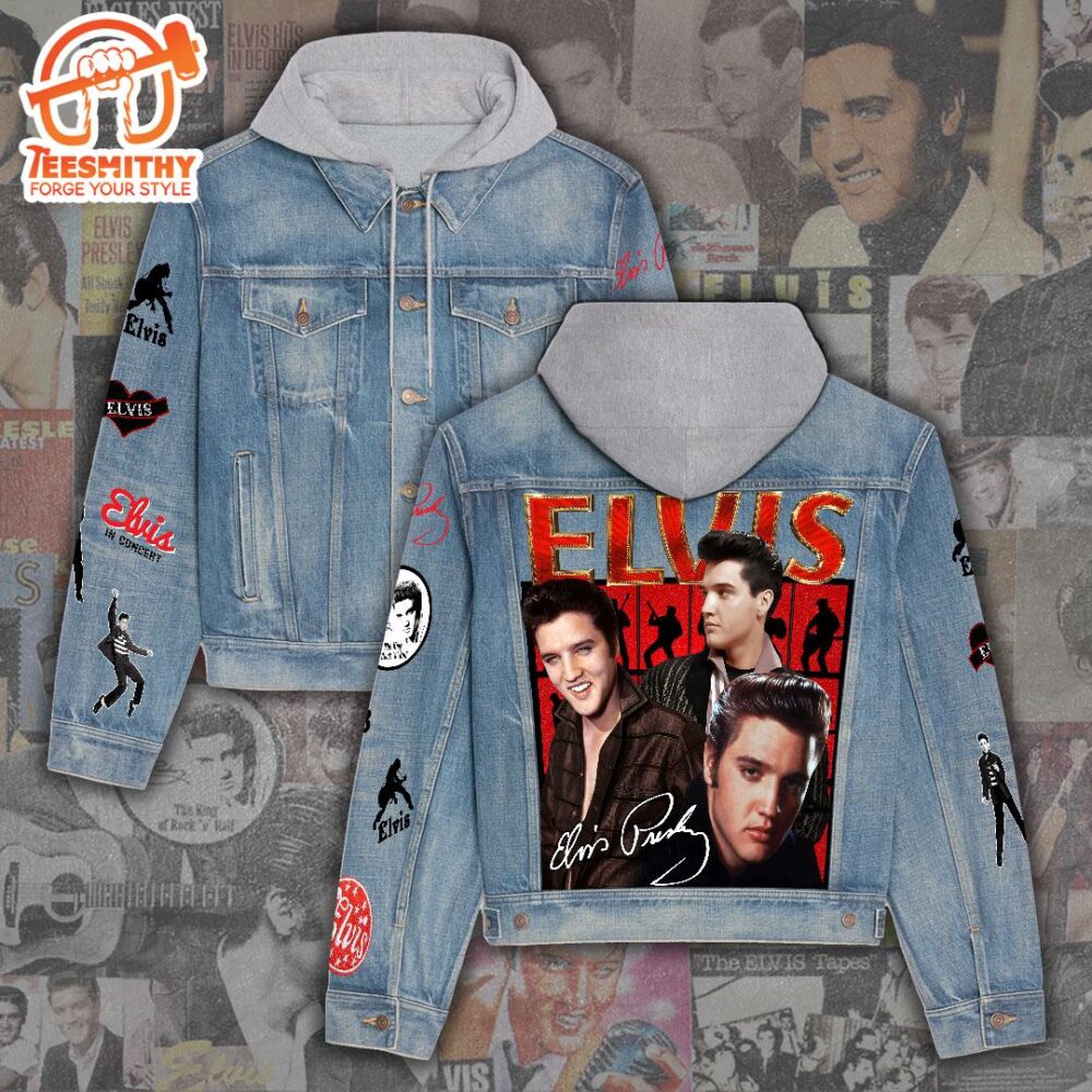 Elvis Presley The King Of Rock N Roll Christmas Denim Hood Jacket For Fans