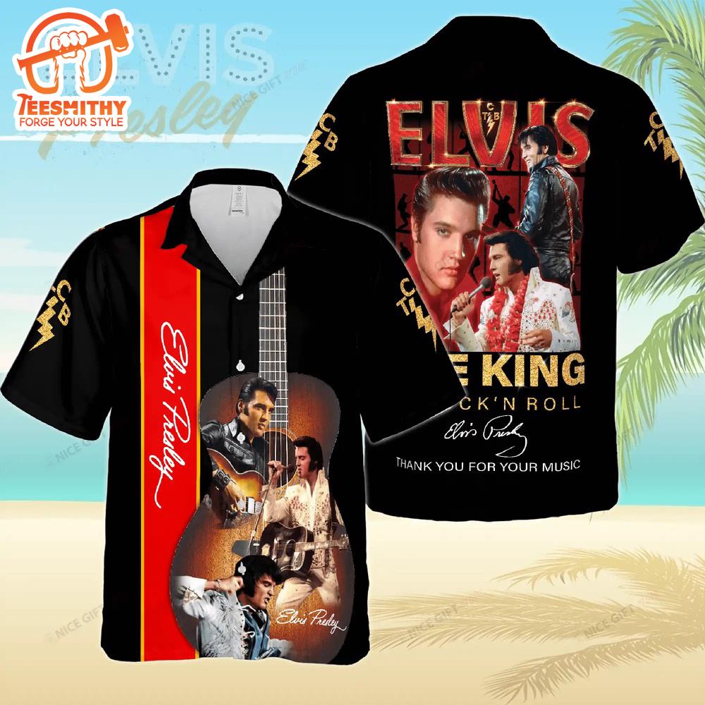 Elvis Presley The King Rock’s Roll Signature Hawaiian Aloha Shirts