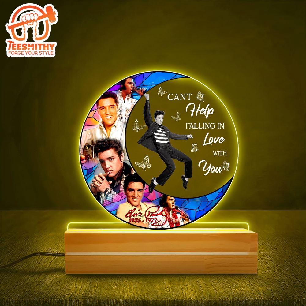 Elvis Presley The Moon Led Light With Wooden Base