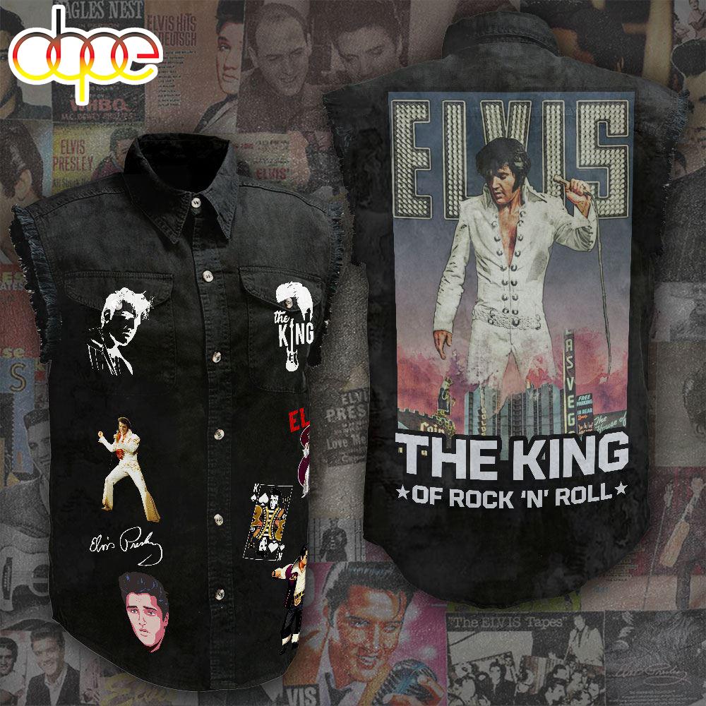 Elvis Presley Tour Music Sleeveless Denim Shirt