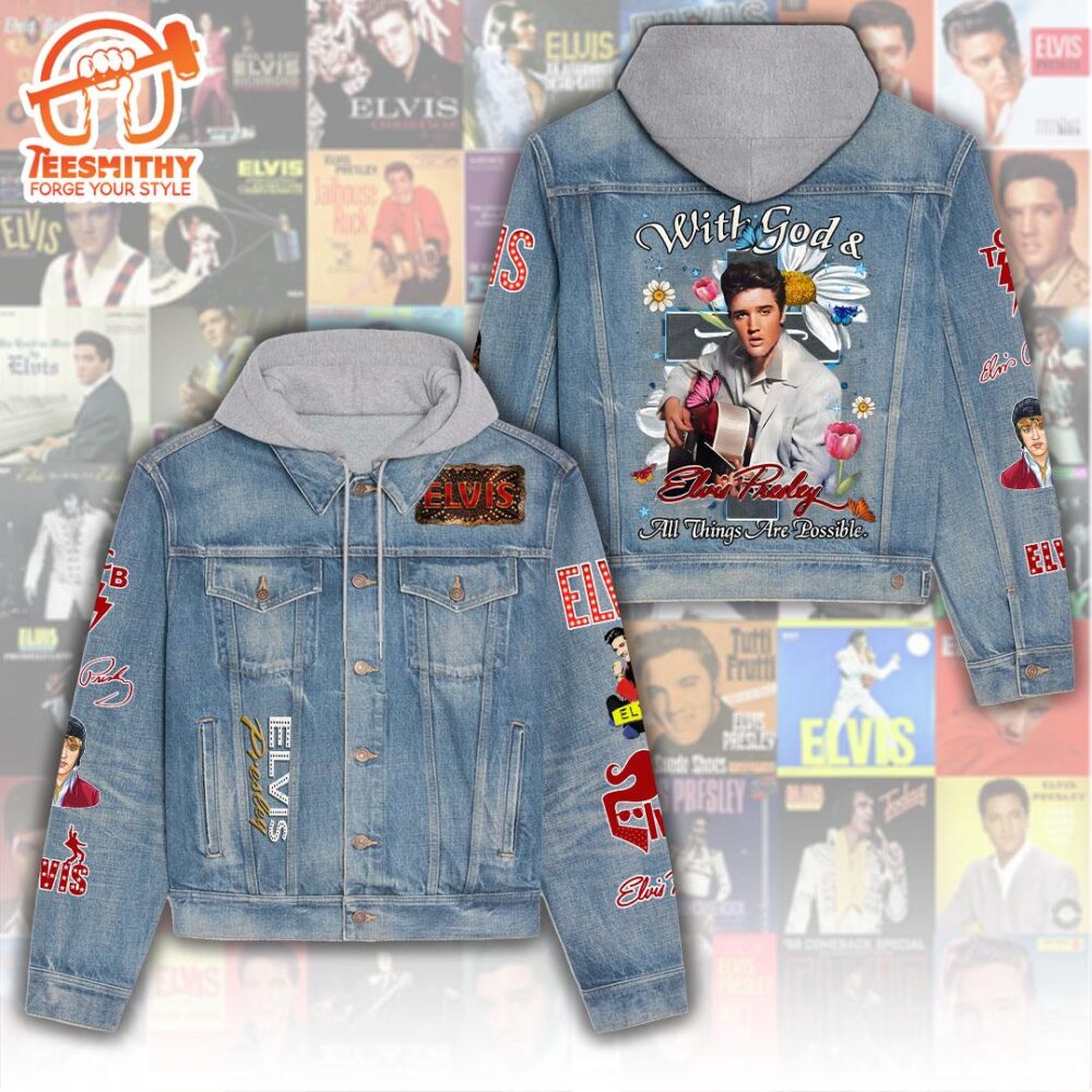 Elvis Presley True Fans Women’s Gift Christmas Denim Hood Jacket For Fans