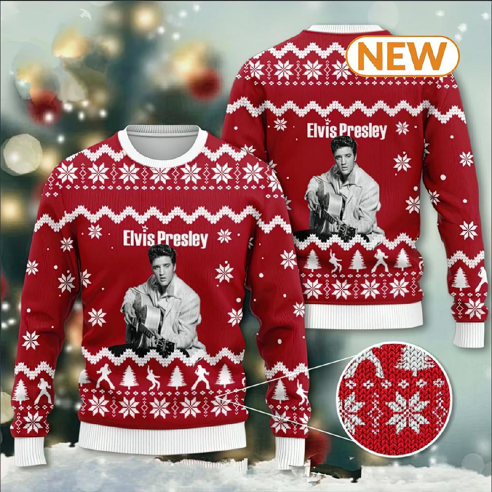 Elvis Presley Ugly Christmas Sweater Shirt, Sweatshirt