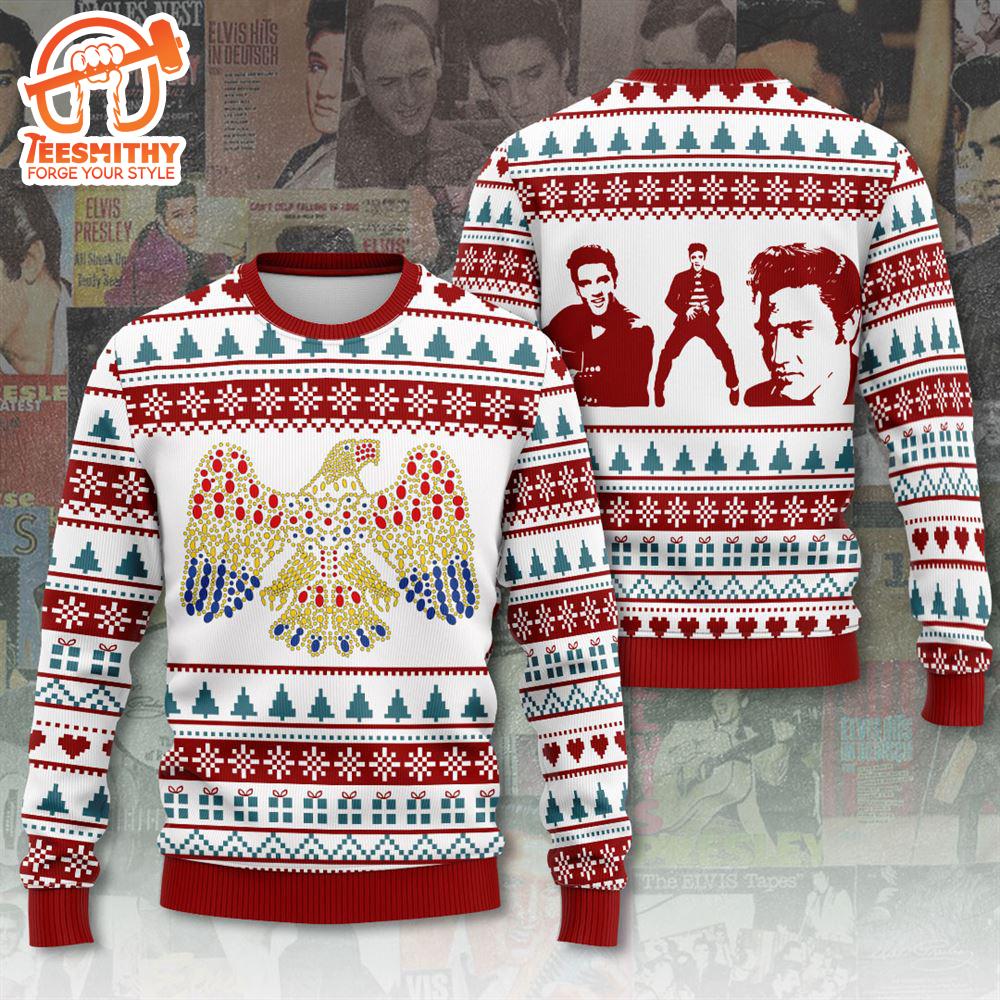 Elvis Presley Ugly Sweater 3D Over Print, Elvis Fan King Of Rock Xmas Gift