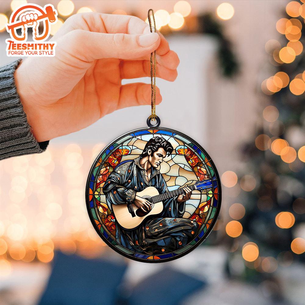 Elvis Presley Wallpaper Christmas Side Printed Acrylic Ornament